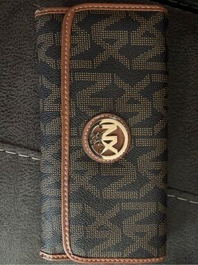 Michael Kors Brown and Black Logo Continental Wallet